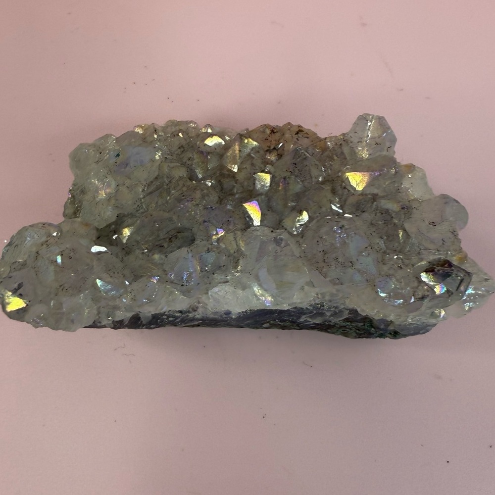 Iridescent Clear Crystal Cluster geode quartz angel aura
